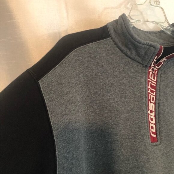 Roots Athletics 1/4 Zip Sweatshirt Mens XLg  Heathered Grey with Black Trim - Picture 4 of 10
